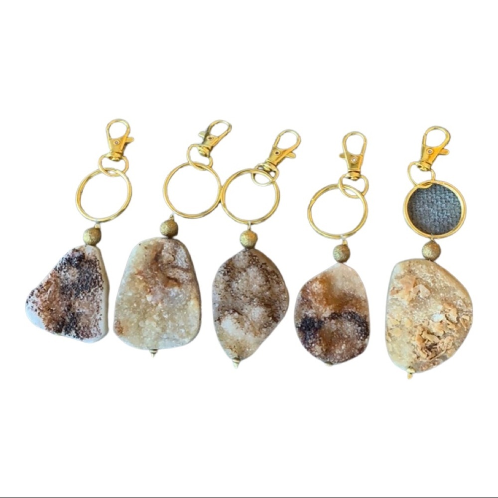 Druzy handmade beaded keychain